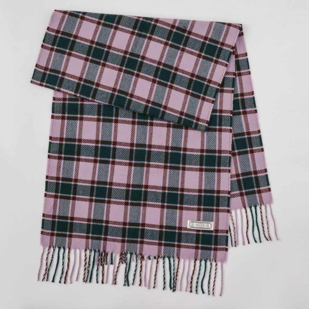 Winter new versatile plaid scarf women's color matching warm fringed scarf checkerboard high-end imitation cashmere scarf