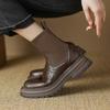 Krazing Pot Microfiber Autumn Winter Shoes Thick High Heels Flat Platform Size 43 Motorcycle Boots Knitwear Ankle Boots