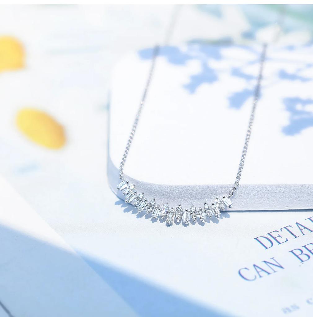 NEW Hot Sale 925 Sterling Silver AAA Zircon Diamond Smile Necklace Simple Design Fashion Women Jewelry Wedding Party Gift