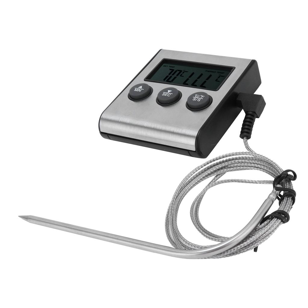 Digital Meat Thermometer Food Temperature Meter with Folding Probe Timer Alarm for Kitchen