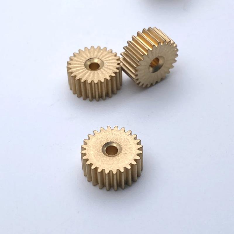3pcs 0.5M Copper Spur Gear Set: 8T/10T/20T/24T, 1.95mm/3.95mm/2.51mm Bore Precision Brass Gears for DIY Models