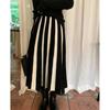 Jupe plissée tricotée taille haute pour femme, verte, longueur moyenne à longue, automne/hiver 2023