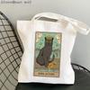 Kadın Alışveriş çantası Balık kedi Tarot Baskılı Kawaii Çanta Harajuku Alışveriş Kanvas Alışveriş Çantası kız çanta Tote Omuz Bayan Çantası