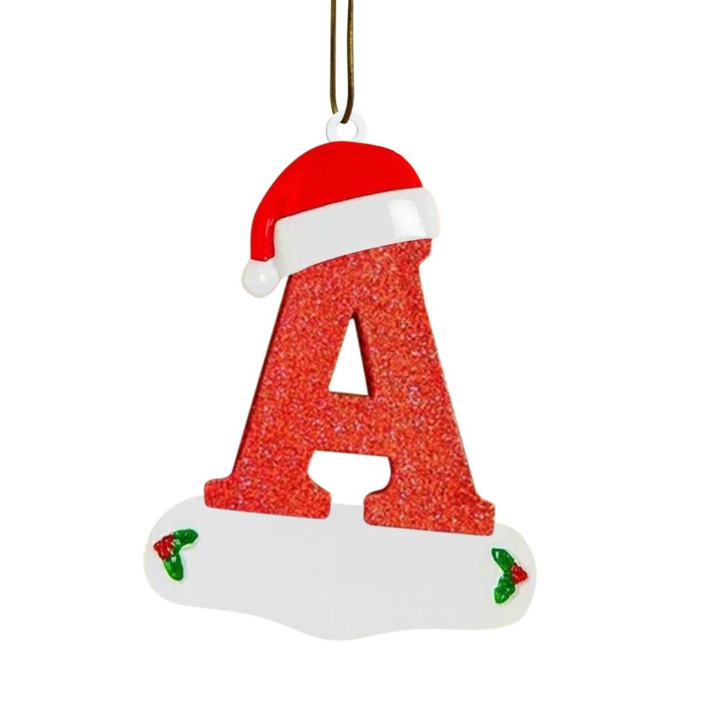 Christmas Tree Decorations 26 English Letters Ornaments DIY Xmas Tree Hanging Decor Single Letter With Christmas Hat