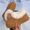 Fluffy Fur Platform Snow Boots Women Fashion Pearls Decor Non Slip Winter Ankle Boots Woman Thicken Plush Warm Cotton Shoes 43