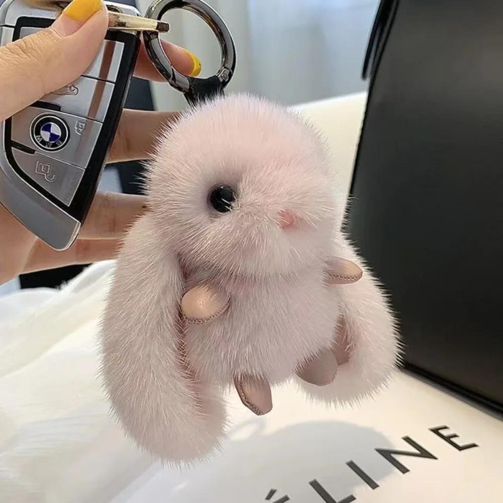 Imitation Sable Cute Rabbit Doll Charm Keychain Bunny Plush Toys Bag Pendant Cartoon Car Keychain Jewelry Accessories Decoration