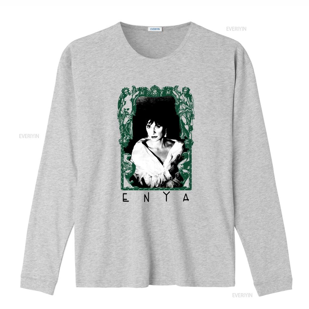 Vintage Enya Porträt T-Shirt für Erwachsene in den Größen S 5XL mit Gothic-Rahmen-Design vintage gewaschen Mode dehnbar Unisex homme