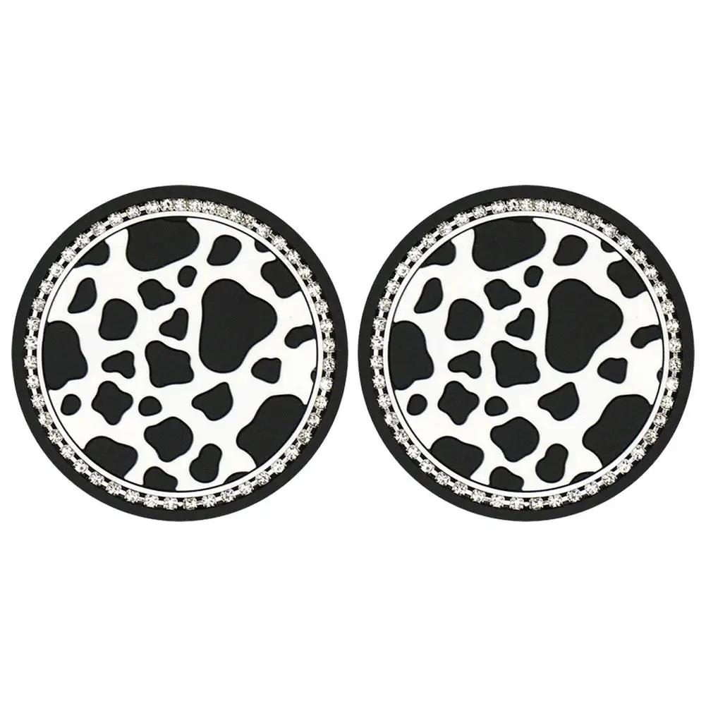 

2 шт. блестящие коровьи принты автомобильные аксессуары для женщин универсальный автомобильный милый нескользящий подстаканник вставка подставка автомобильные аксессуары X9V4