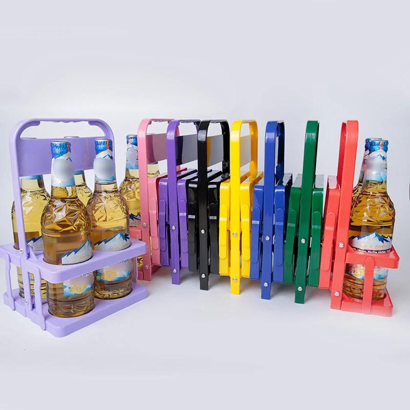 Portable Foldable Plastic Beer Rack Durable Cup Organizer Wine Rack Beer Bottle Holder Beverage Basket Reusable Cocktail Rack