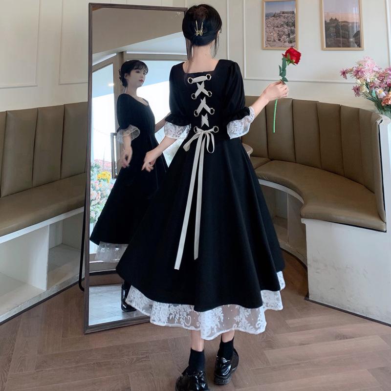 Abito autunnale stile Hepburn Abito lungo francese di lusso leggero Abito formale ad alto senso