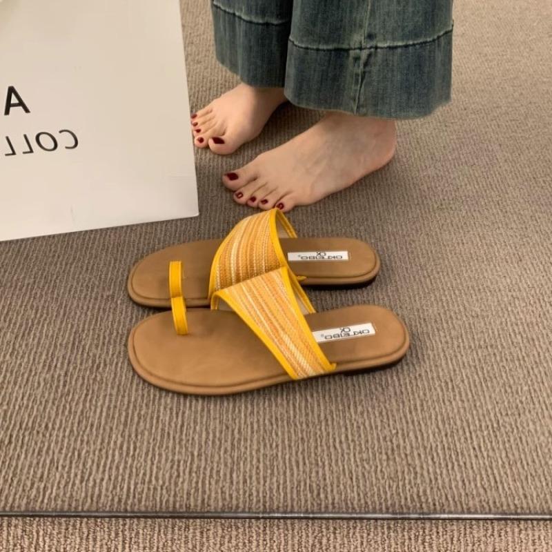 Fashion Hot Sellingm 2025 new Women's Flat Toe-Sling Sandals Design Sensation Beach Casual Slip-On Slipper Style Polyester Lining Rubber