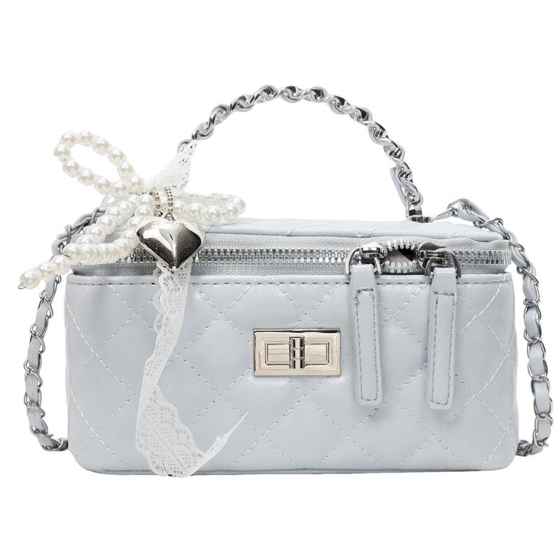 Xiaoxiangfeng exquisite and sweet diamond portable box bag popular versatile Korean women's commuter style versatile messenger bag