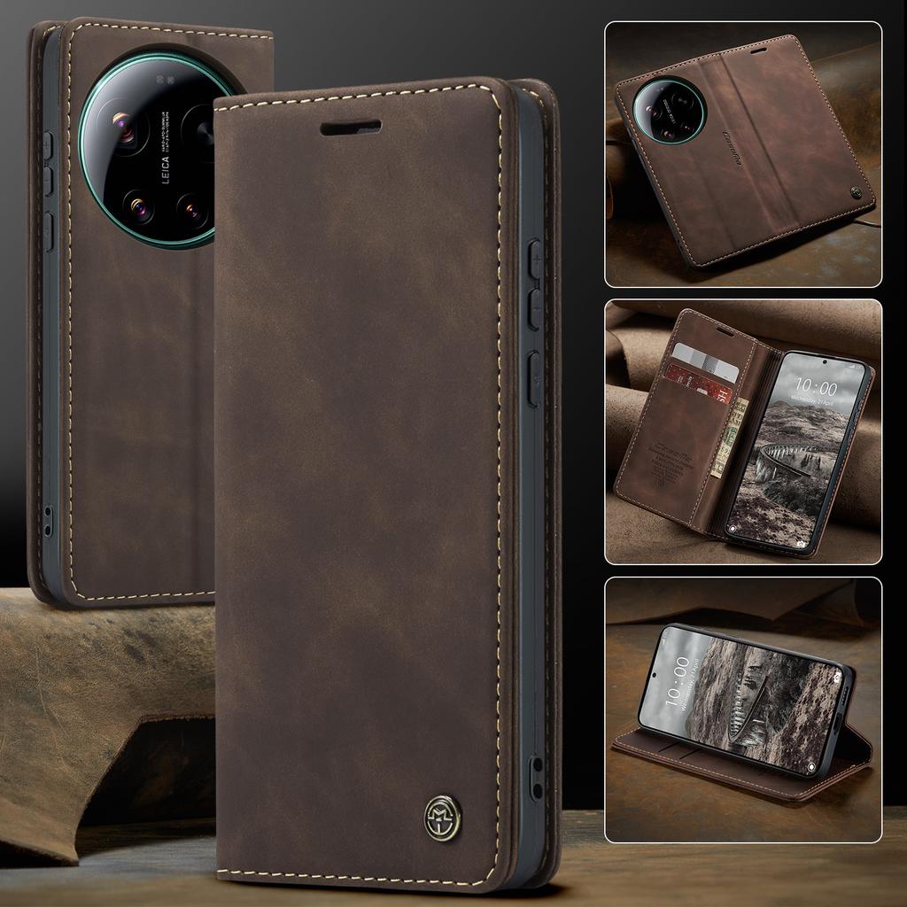 CaseMe För Xiaomi 17 Ultra Lyxigt Retro Magnetisk Flip PU-läder Fodral för Xiaomi 17 17Ultra Plånboksfodral Telefon Coque