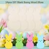 24pcs/set DIY Color Easter Bunny Wood Card Unfinished Blank Bunny Wood Slices  Easter Party Crafts