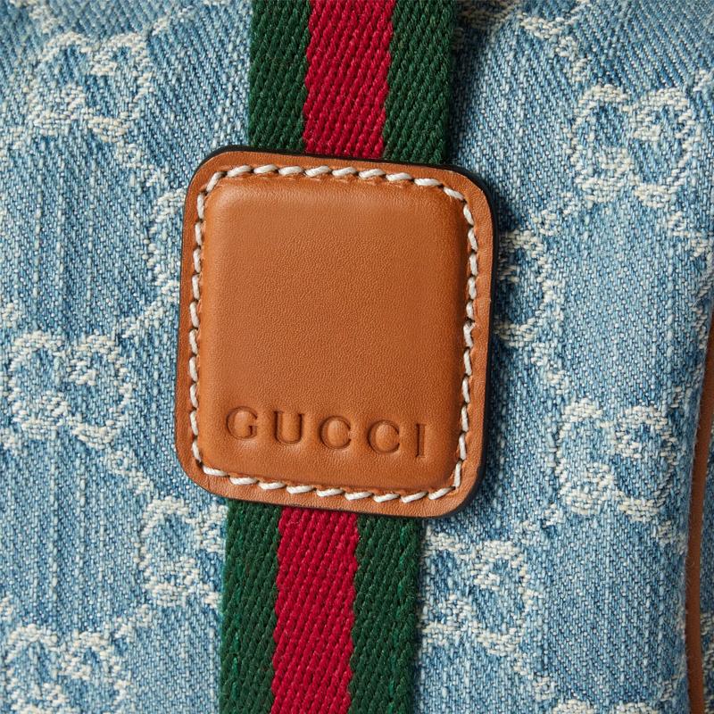 Gucci GG Classic Shape Denim Boston Bag Mini Unisex handbags Blue White 859975-FAFTZ-8661