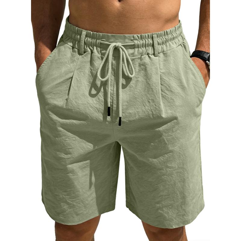 Men's Casual Shorts Cotton Elastic Waist Shorts Drawstring Summer Lightweight Shorts for Men Linen Casual Beach Vacation Yoga Golf Shorts with Pockets