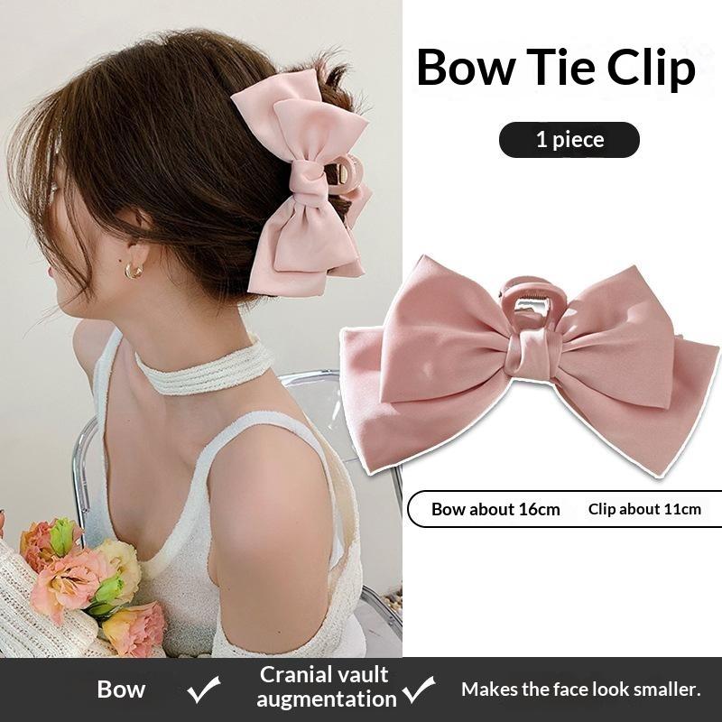 1Pcs Girl Elegant Ponytail Braid Claw Clip Solid Color Double Side Bow Hair Clip For Women Sweet Shark Crab Party Hair Accessory