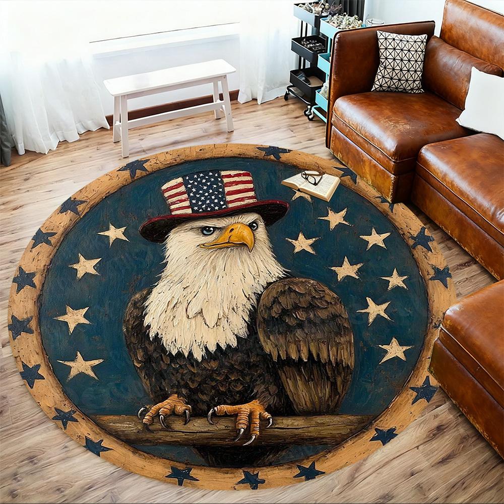 1PC American Eagle Flag Office Round Area Rug, Under Office Chairs Bedroom Living Room Home Decor,Carpet for Office, -1110234