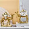 Camels Figurine with Mosque Tower Resin Camels Statue Ornament for Ramadans Eid Mubarak Home Decors Collectibles Gift