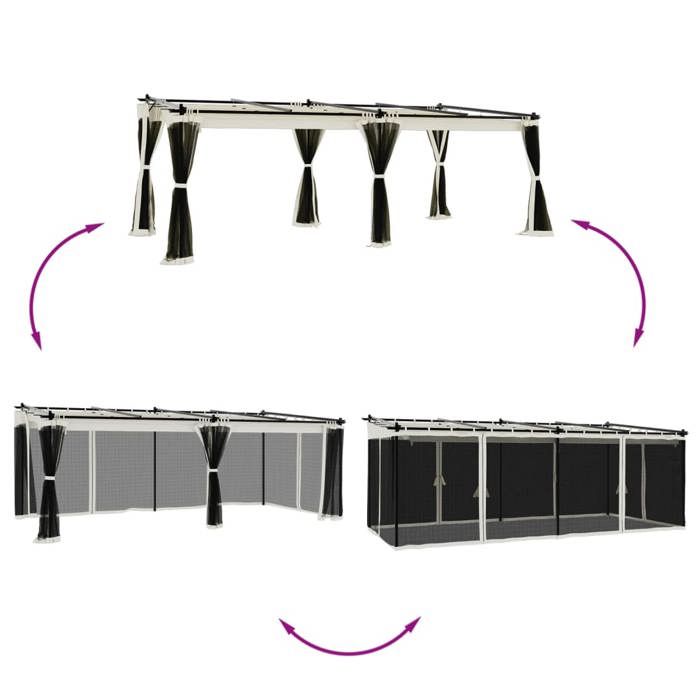 VidaXL Gazebo with Cream Mesh Walls 6x3 M Steel, Garden Gazebo, Patio Gazebo, Garden Pavilion, Gazebo 4003914