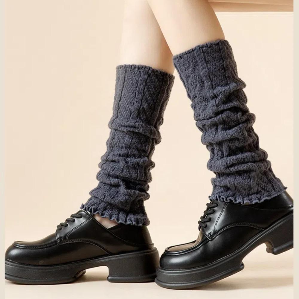 Solid Color Knitted Leg Warmers Y2K Women's Leg Socks New Boot Cuffs Leggings  Winter