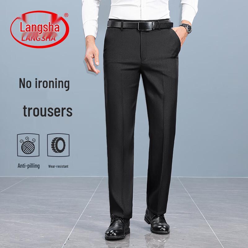 Langsha Men s Plus Size Summer Thin Straight Business Casual Trousers 33