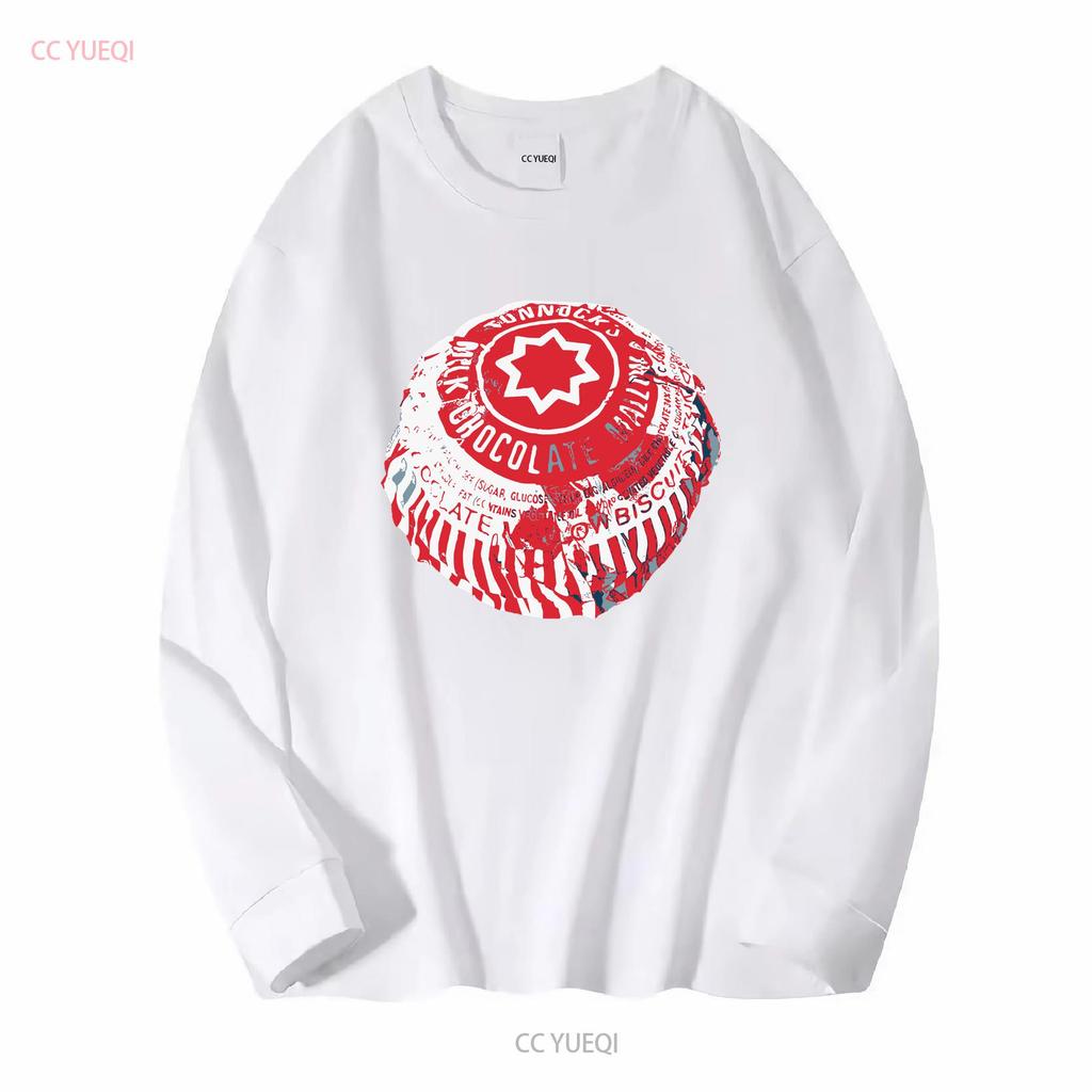 Tunnocks Tea Cake Pop Art Bílé a červené provedení Tričko s dlouhým nebo krátkým rukávem vintage Oprané značkové oblečení Pohodlné