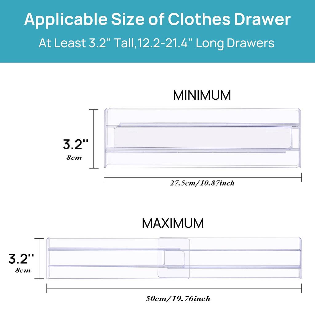 1/4/6pcs Drawer Dividers Organizers 8 Pack, Adjustable Kitchen Drawer Storage Clear Plastic Drawers Separators for Clothing