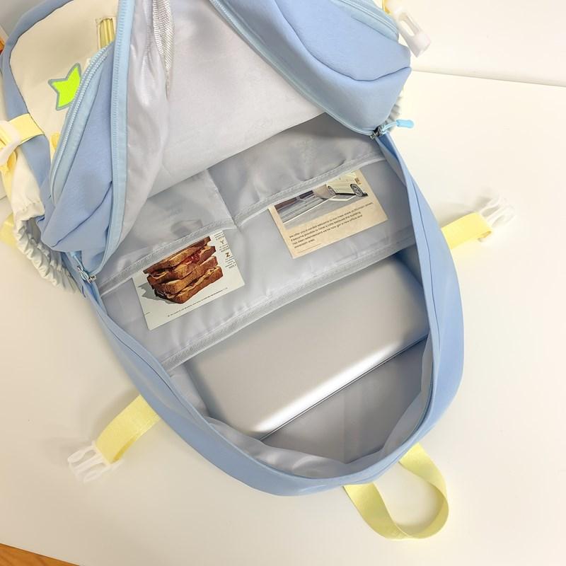 Contrast Backpack Backpack Large Capacity Junior High School Student Schoolbag