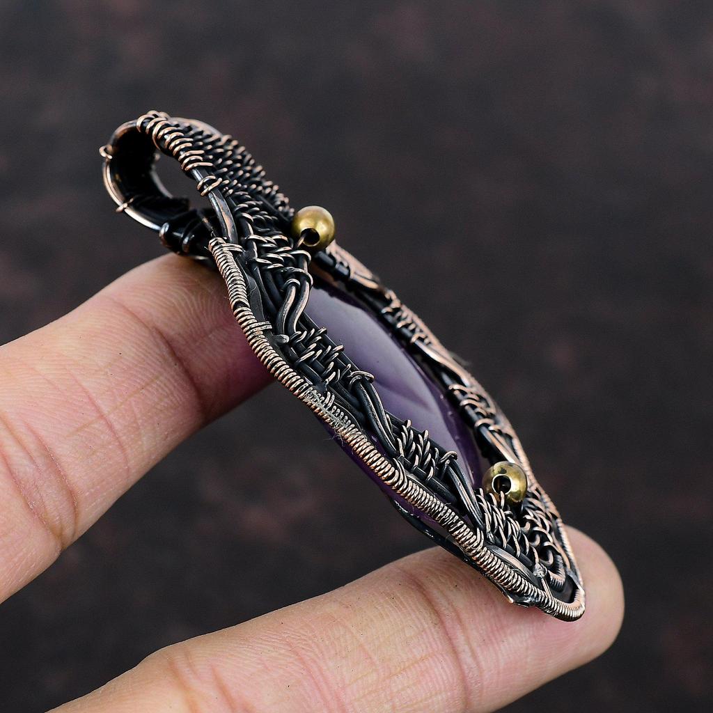Star Amethyst Pendant Copper Wire Wrapped Pendant Gemstone Pendant Star Amethyst Jewelry Handmade Pendant Copper Wire Jewelry Gift For Mom