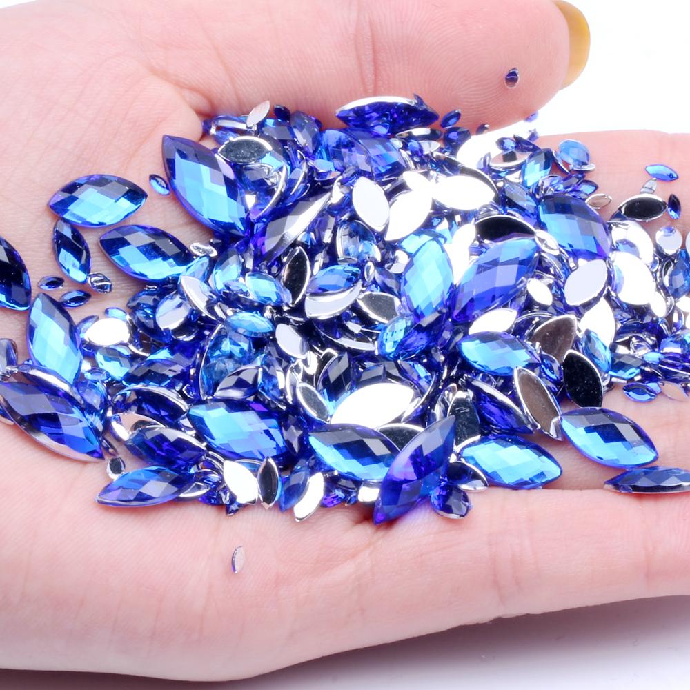 New Style Acrylic Flat Back Rhinestones for Shoes 2x4mm 10000pcs Marquise Dress Jewelry Nails Art Charms