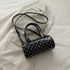 Damen Mode Gepunkteter Zylinder Schulter Crossbody Handtasche Für Den Täglichen Gebrauch