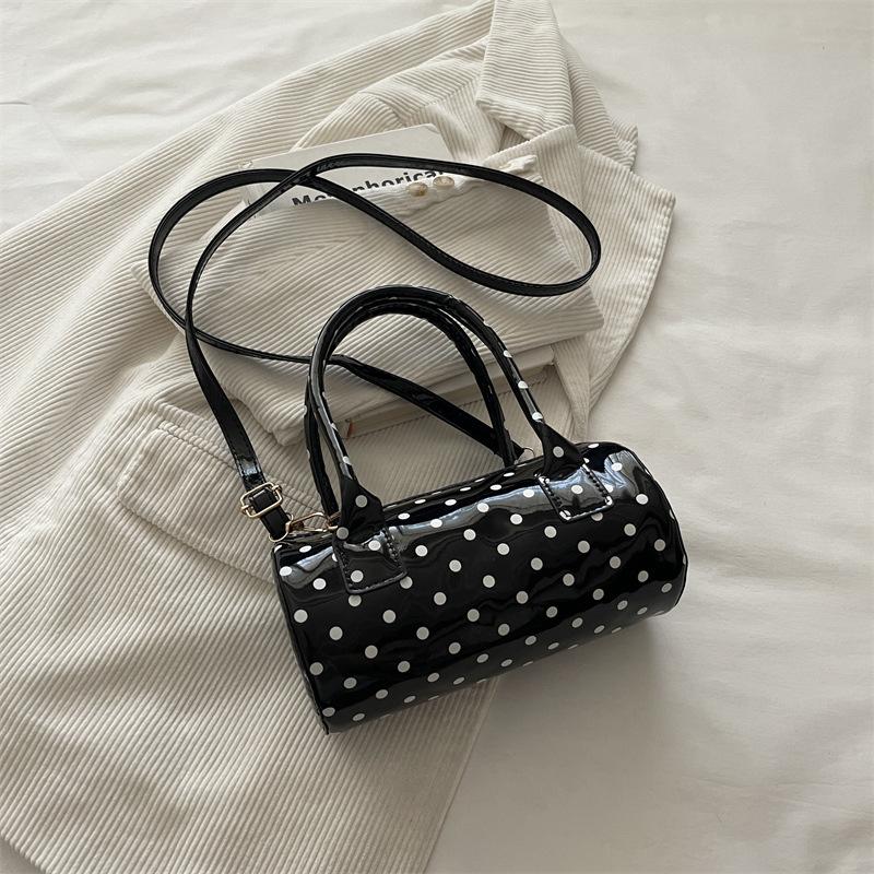 Damen Mode Gepunkteter Zylinder Schulter Crossbody Handtasche Für Den Täglichen Gebrauch