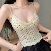 #Summer new sweet and spicy style jacquard print sling vest female slim one-piece chest pad versatile top