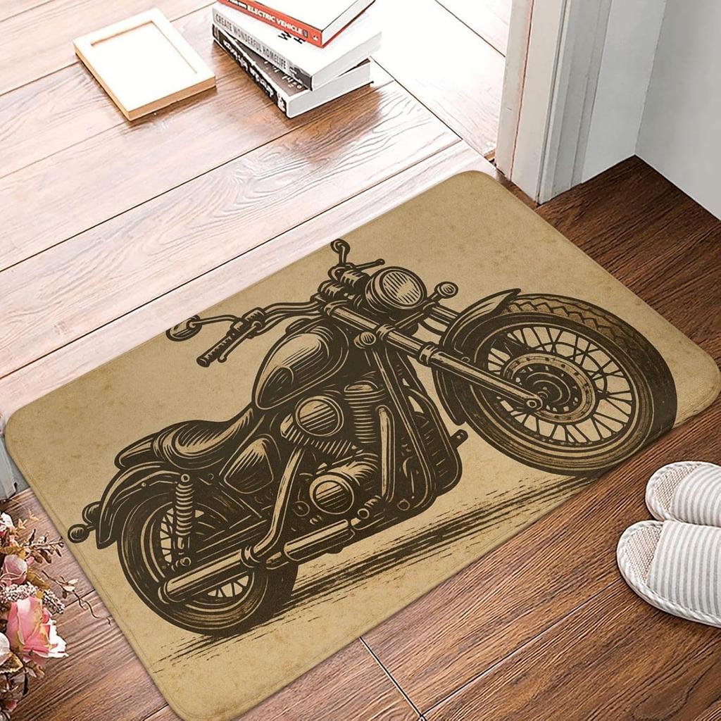 Retro Motocykl Oblastní Koberec Koberec Moto Fanoušci Protiskluzová Velká Rohožka ke Dveřím Koupelnová Předložka do Obývacího Pokoje Ložnice Vstup Domácí Dekorace