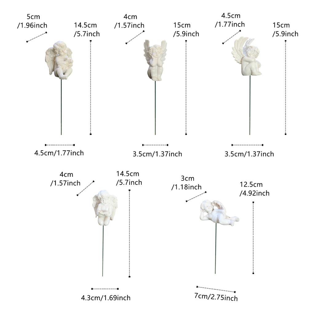 5-Piece Garden Miniature Tree Angel Decorations, Creative Christmas/Easter Crafts, Resin Artwork