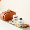 The whole set of creative ceramics, coarse pottery travel kung fu tea set, one pot and four cups, easy to store, office meeting and giving gifts