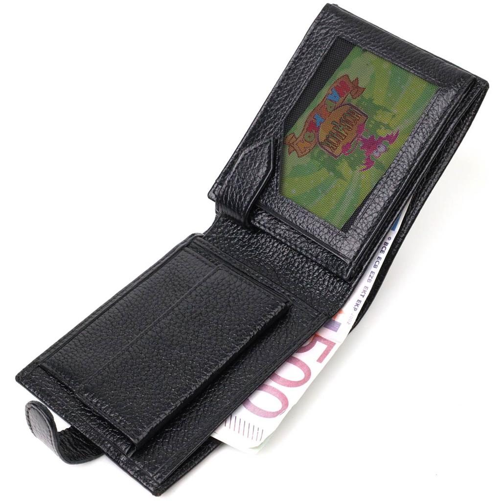 Horizontal Wallet for Men Made of Genuine Grained Leather BOND-WALLET 22059 Black