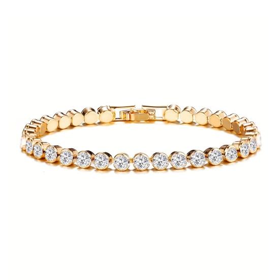 Women Bracelet, Sparkling Cubic Zirconia Inlaid Bracelet with Claw-Setting Technology, Adjustable Chain Wristband for Jewelry Gift