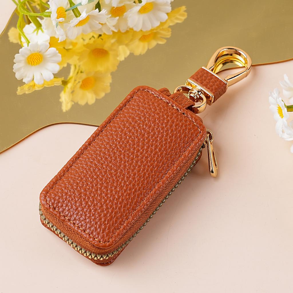 Fashion and Creative Zipper Car Key Case Women Men Compact and Mini Pu Car Key Holder Unisex Key Organizer Car Accessories