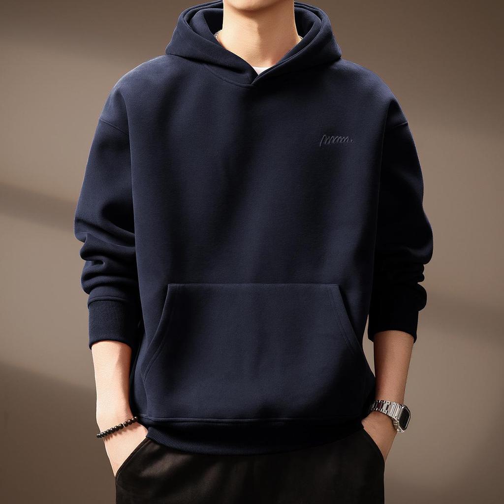 Herren Hoodie mit schwerem Stoff 420g, bestickt mit amerikanischem Buchstaben - Herbst/Winter Neuer Stil, lockere Passform
