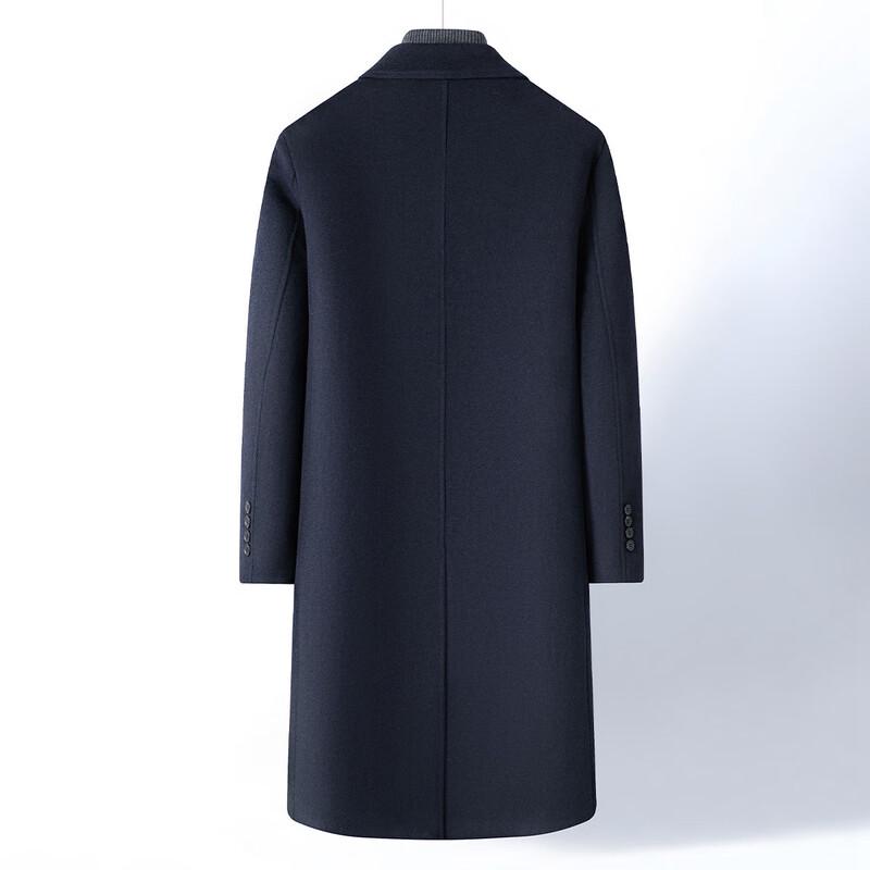 Men's Double-Breasted Wool Blend Longline Suit Collar Coat
