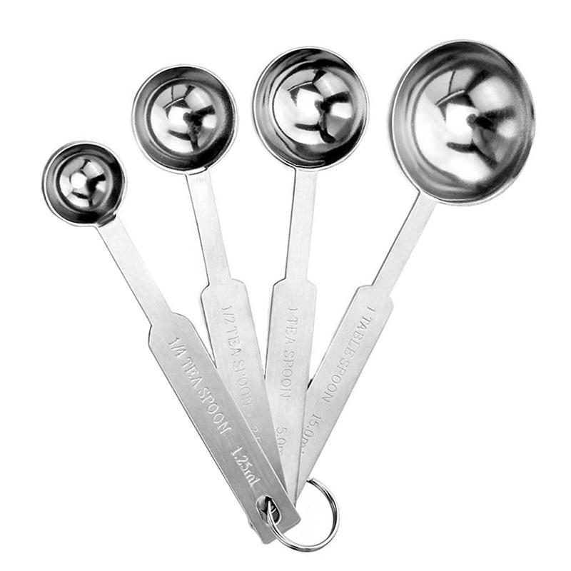 4pcs//Set Stainless Steel Measuring Spoon Tea Coffee Measure Tool Cooking Utensil