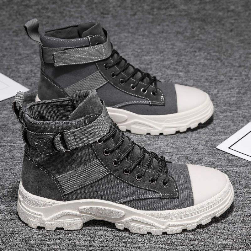 Men's Martin Boots Men's Thickened Canvas High-top Board Shoes Winter Velvet Warm Versatile Men's Boots Tooling Short Boots