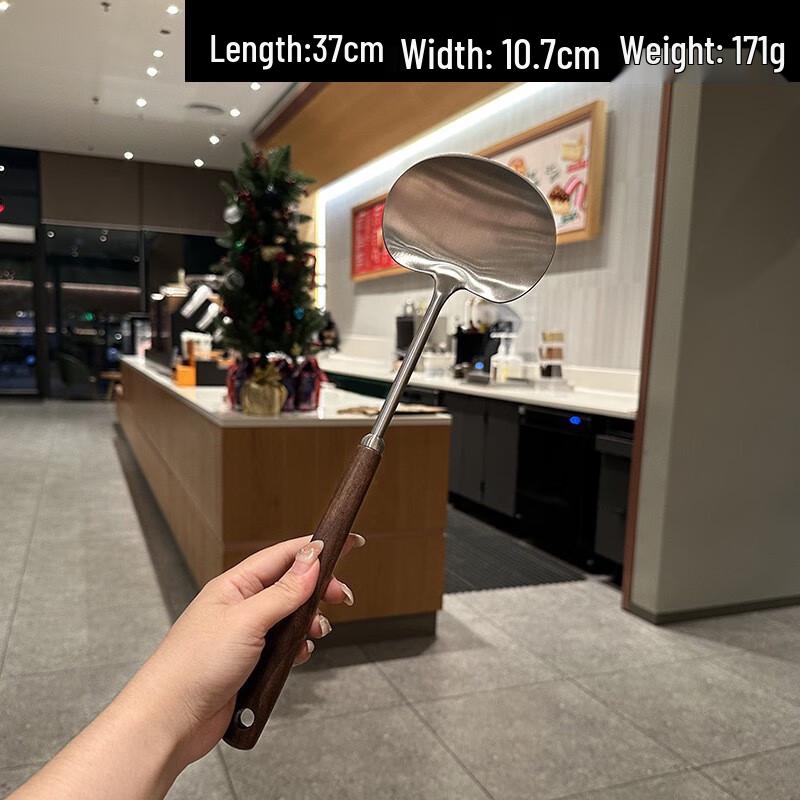 ZISIZ Large 304 Stainless Steel Walnut Handle Spatula Set (2-Pack)