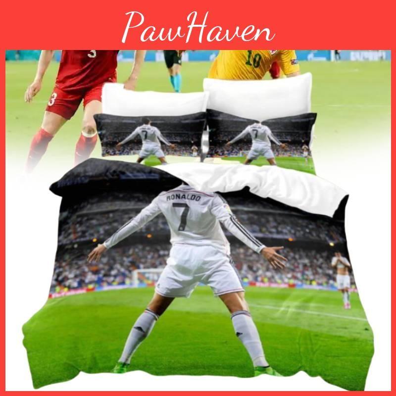 Football Digital Printing Bed Set Single Double King Duvet Pillowcase Cover