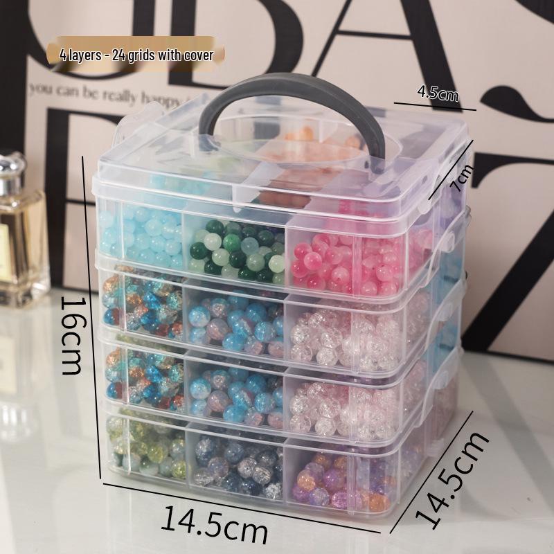 Drop-Resistant PP Bead Storage Box with Lid, Multifunctional Nine-Grid Organizer