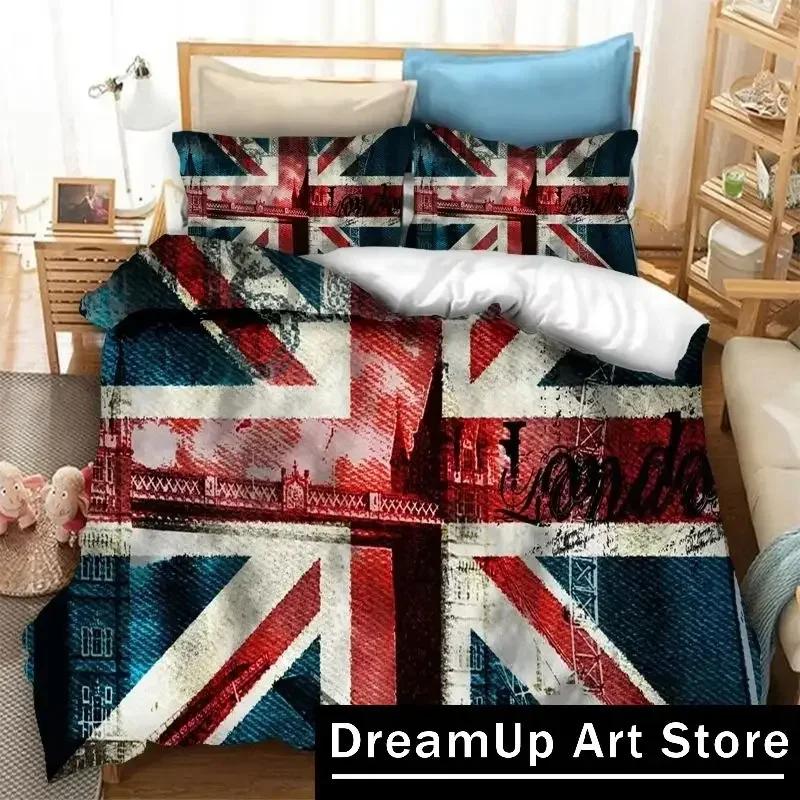 New 3D Print Britain United Kingdom Flag Bedding Set Double Twin King Duvet Cover Comforter Pillowcase Boys Girls Adults Bedroom