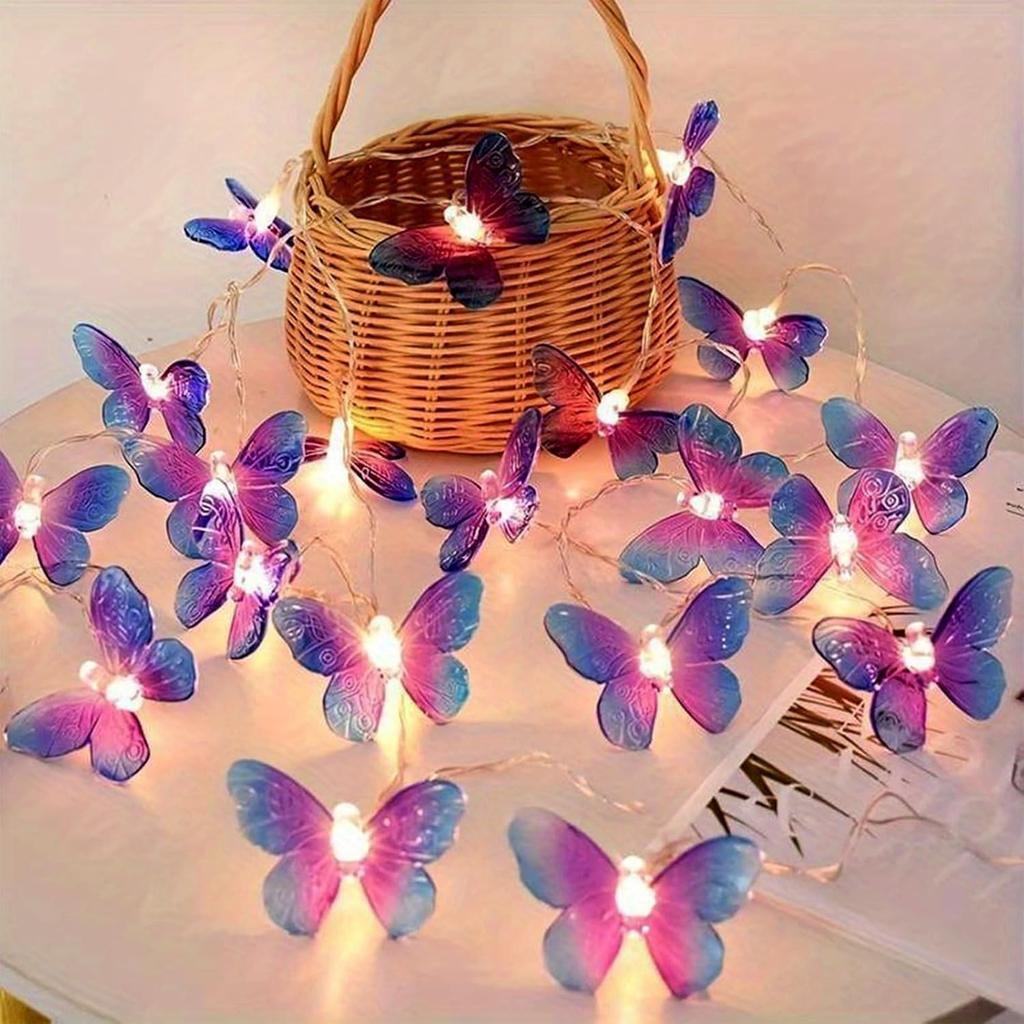 LED Solar Butterfly Fairy Lights String Outdoor Fairy Lamp Room Curtain Light for Girls Birthday Wedding Party Garden Decoration
