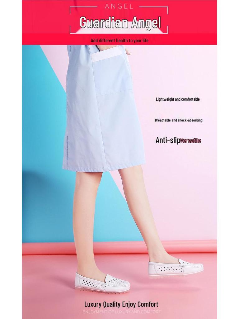 Women's Summer Breathable Non-Slip Flat Nurse Shoes - White